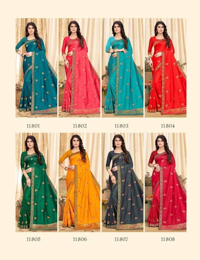 Saroj Samriddhi 1 New Exclusive Wear Designer	Soft Kumari Vichitra Silk With Emb Silk Saree Collection